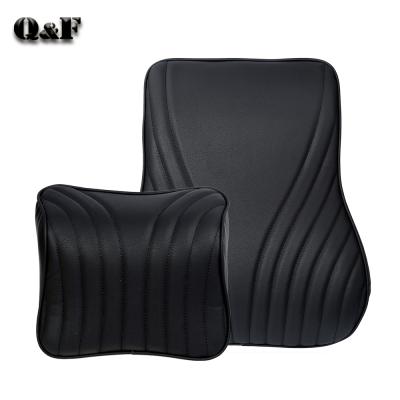 China Anti-static Healthy Leather Car Head Waist PU Memory Foam Lumbar Neck Pillows For Car Seat for sale