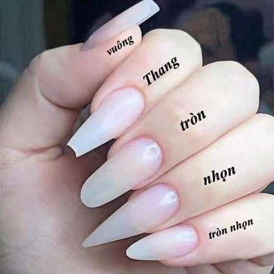 China 500Pcs/bag Full Cover Color Tip Nail Acrylic Artificial Clear Sheet Coffin Natural Transparent False French Ballerina Long Coffin for sale