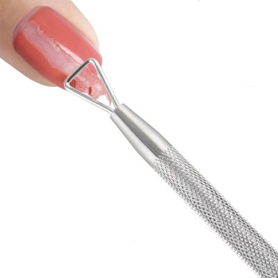 China Finger Nail Stainless Steel Nail Removal Metal Nail Cuticle Remover Nail Cleaner Shave Flat for sale