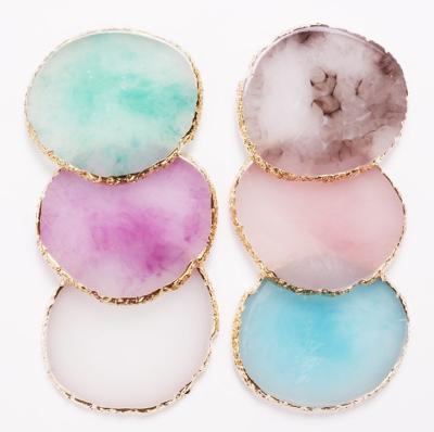 China Manicure Color Display Round Nail Art Paint Palette Gel Polish Manicure Agate Stone Nail Art Painting Palette Round Finger Nail for sale