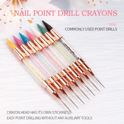 China Special Nail Art Painting Tool Silicone Brush Dotting Painting Pen Nail Art Wax Rhinestones Nail Art Decorations Two Way Use for sale