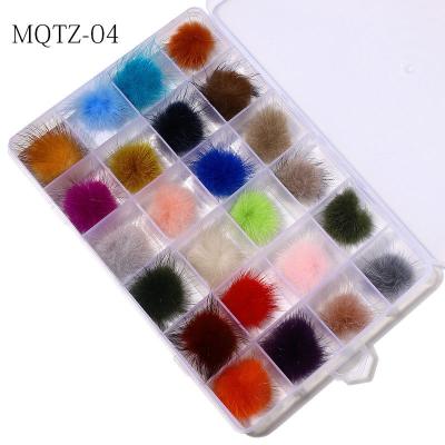 China Detachable Magnetic Mixed Heart Cute DIY Fluffy 3D Mink Plush Fur Poms Puffy Nail Fashion Decoration Hair Ball Colors 24Pcs/Box for sale