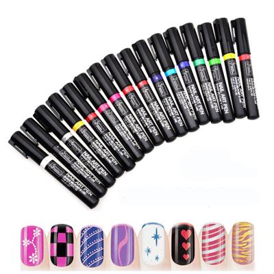 China Beauty Paint Tools 16 Colors 3D Nail Paint Pen Acrylic Polish UV Gel Design Dot Flower Paint Brush Tools Manicure DIY Decoration Drawing Set for sale