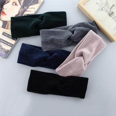 China Sporty Chinese Velvet Headband Hotselling Fashion Supplier Elastic Head Wrap Hair Band Turban For Women for sale