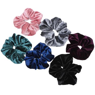 China Wholesale high quality elastic hair scrunchies fashionable drop shipping velvet chinese supplier above waist scrunchies for sale