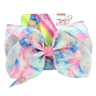 China Top Fashion Trendy Jojo Siwa Headwear Hair Accessories Bows Hair Clips 8 Inch Rainbow Unicorn For Girls Free Shipping for sale