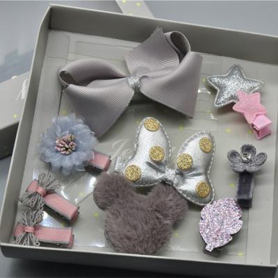 China 9pcs/set Sweet Soft Bow Hair Clips Kids Hairpins Kids Hair Accessories Free Shipping For Girls for sale