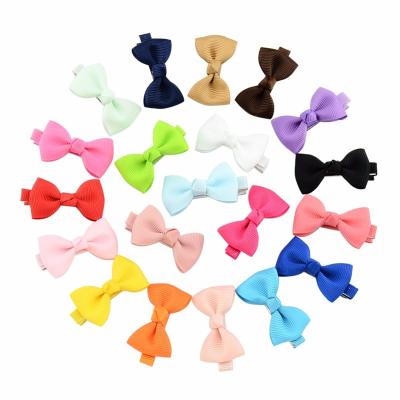 China Fashion 20 Sweet Colors Small Bow Hair Accessories For Girls Baby Kids Children Soft Bowknot Hair Clips Hairpins for sale