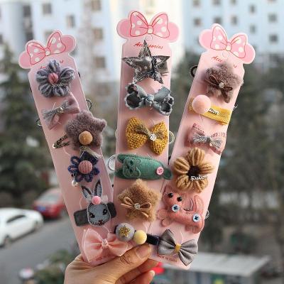 China Latest Design Kids Hair Clips Sweet Free Shipping Gift Sets Girls Hair Rope Bow Cartoon Baby Fancy Hair Accessories for sale