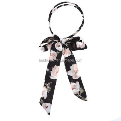 China Wholesale Trendy Fashion Girl Hair Circle Printing Handmade Cloth Printing Ribbon Hair Bands Hair Accessories For Girls for sale