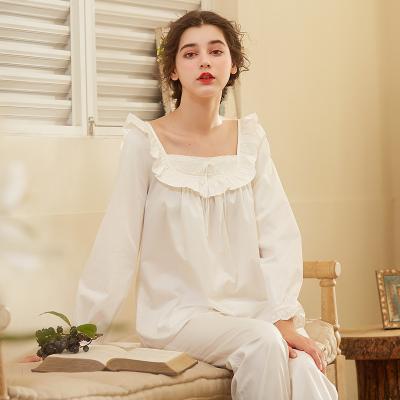 China Free Shipping QUICK DRY Princess Sweet Sleepwear Sleepwear Girls Long Sleeve Palace Style Lace Nightgown Sheer White Dress for sale