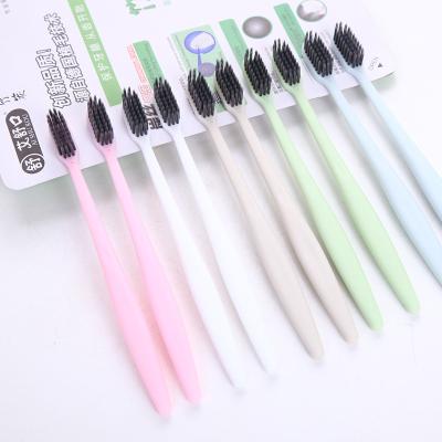 China Factory Price 5pcs/Set Hot Sale Eco-friendly Long Handle Bamboo Charcoal Adult Toothbrush for sale