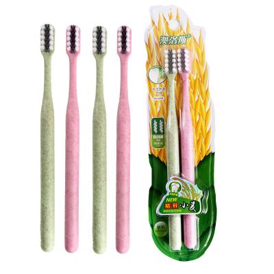 China Reusable Disposable Toothbrush Cover All Straw Toothbrushes Wheat Straw Black Toothbrush for sale