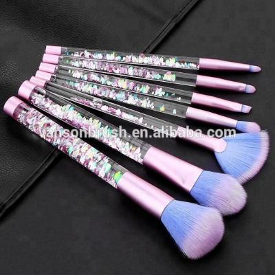 China Angular Blush 2018 Hot Sale 7pcs Glitter Handle Makeup Brush Synthetic Hair Makeup Brush Liquid Set Brush for sale