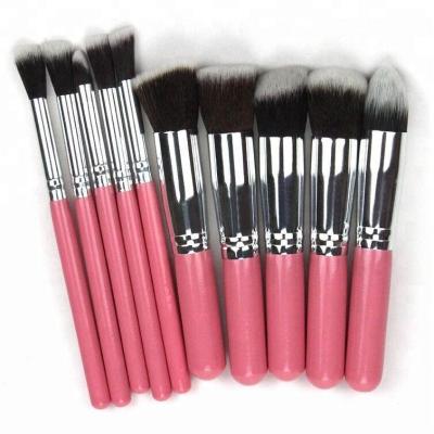 China Angular Blush Ebay Hot Sale 10pcs Kabuki Private Label Accepted Makeup Brushes Pink Handle Makeup Brush for sale