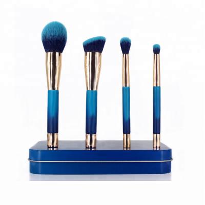 China Angular Blush High Quality Vanson 4pcs Makeup Brush Factory Magnetic Set Brush With Metal Box for sale