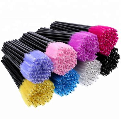 China Angular Blush Nylon Disposable Eyelash Extension Tool Mascara Wand Brush Plastic Bristle Duo Color 50pcs/bag Handle for sale