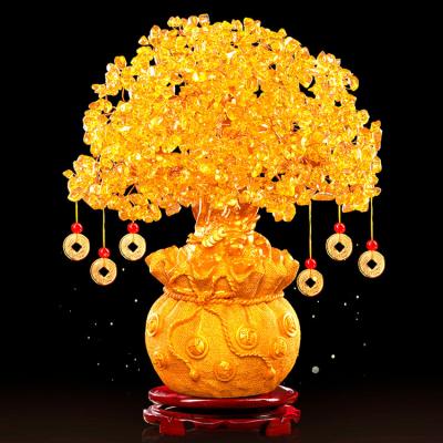 China JY China Factory Wholesale Hot Selling Citrine Lucky Tree Crystal Decoration Crafts for sale