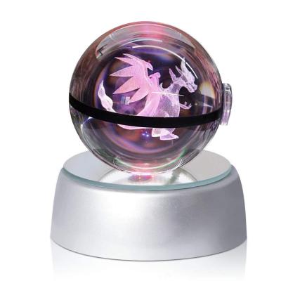 China China JY Base Wholesale Beautiful Crystal LED Custom Laser Engraving 3D Ball For Kids Gift for sale