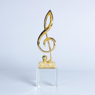 China Custom Free Europe JY Design Crystal Trophy Music Metal Trophy Awards Souvenir Gift for sale