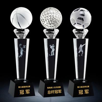 China Europe Newcomer JY K9 Crystal Trophy Award Basketball Trophy Sports Blank For Laser Engraving Presentation Gift for sale