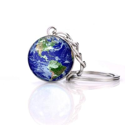 China China JY Design Earth Pattern Unique Crystal Key Chains 3d Laser Engraving Crystal Glass Key Chain for sale