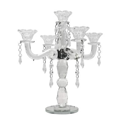 China JY Weddings Factory Price Wedding Table Decoration 5 A.M. Candlestick Crystal Table Candelabra for sale