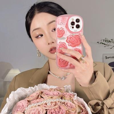 China Shockproof Vintage Red Rose Flower Shockproof Phone Case For Iphone X Xs Max 11 12 13 for sale