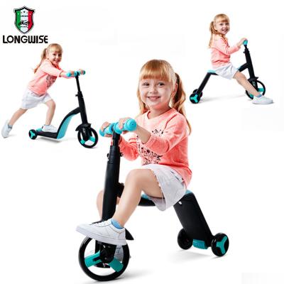 China Mini Scooter Toy Three in One Scooter for Kids Three Wheel PU Push Kick Nadle Scooter Adjustable Height for sale