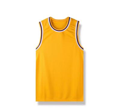 China New Breathable Sports Clothing Basketball Yellow Custom Sleeveless Basketball Tank Top for sale