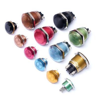 China Color miTEC 12mm 16mm 19mm Premium Color Anodized Aluminum Metal Push Button Switch TOP OFF SPST With IP54 IP65 Flat Button for sale