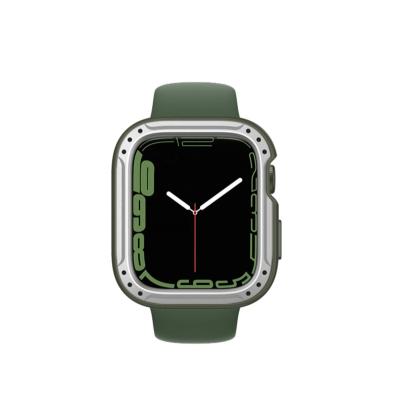 China DEVILCASE Anti-Scratch for Apple Watch 7 (45mm) - Olive Green Bumper with Silver Aluminum Mech Ring for sale