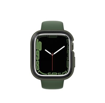 China DEVILCASE Anti-Scratch for Apple Watch 7 (45mm) - Olive Green Bumper with Turbo Black-Silver Aluminum Ring for sale