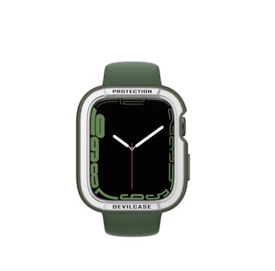 China DEVILCASE Anti-Scratch for Apple Watch 7 (45mm) - Olive Green Bumper with Military Silver Aluminum Ring for sale