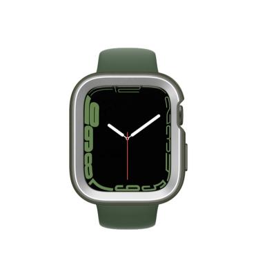 China DEVILCASE Anti-Scratch for Apple Watch 7 (45mm) - Olive Green Bumper with Starlight Silver Aluminum Ring for sale