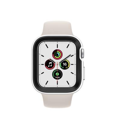 China DEVILCASE Anti-scratch for Apple Watch 4/5/6/SE (44mm) - Silver White Bumper with Black Aluminum Ring for sale