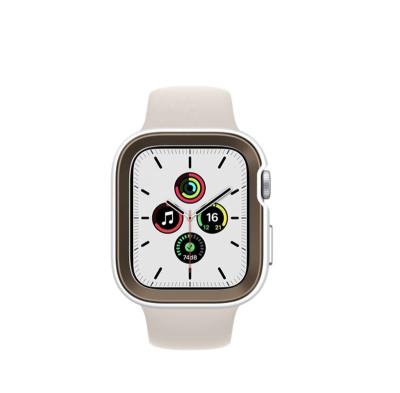 China DEVILCASE Anti-scratch for Apple Watch 4/5/6/SE (44mm) - Silver White Bumper with Cocoa Aluminum Ring for sale