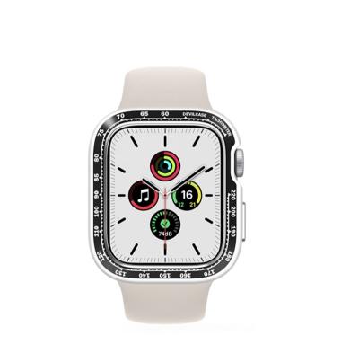 China DEVILCASE Anti-scratch for Apple Watch 4/5/6/SE (44mm) - Silver White Bumper with Black Aluminum Driver Ring for sale