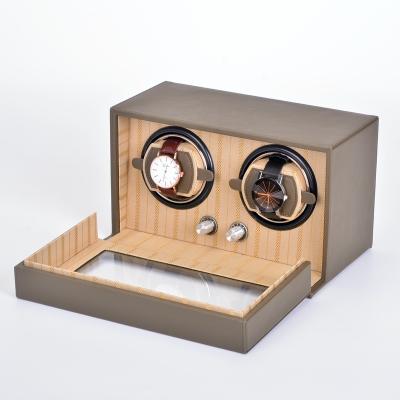 China Handmade Watch Winder 2 Slots Motor Jewelry Watch Storage Turning Electronic Watch Winder Box for sale