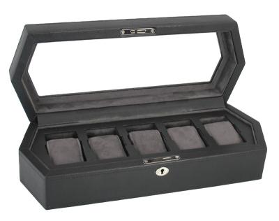 China Handmade Classic Black Custom PU Leather Watch Box Packaging for sale