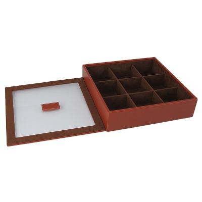 China Sustainable New Design PU Tea Bag Box Organizer With Crystal Acrylic for sale