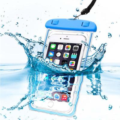 China Beach Shockproof Universal Waterproof Filter Mount For iPhone Case Luminous Transparent Pouch For LG Below 6 Inch Phone Case for sale