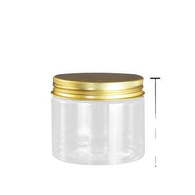 China High 125mm Diameter 71mm Round Container 400ml Eco-friendly Recyclable Clear Grade Pet Food Biscuit Packaging Plastic Jars With Aluminum Lids for sale