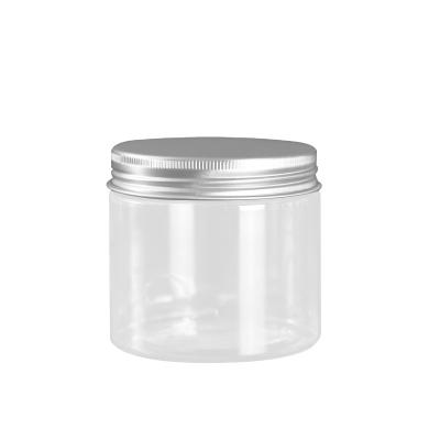 China Eco-friendly Recyclable 300ml Plastic Cosmetics Jar Pet Jar With Lid Aluminum Body Scrub Container Jar for sale