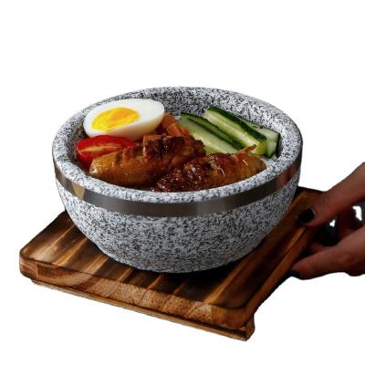 China Stone Bowl Korea Lava Granite Cookingware Bowl Natural Disposable Stone Soup Bowl Rice for sale