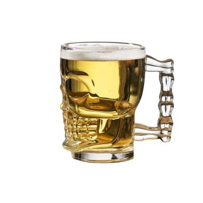 China Eco-friendly Recyclable Bar Glasses 500ml Beer Glass Mug Skull Beer Glass Beer Mug Wholesale for sale