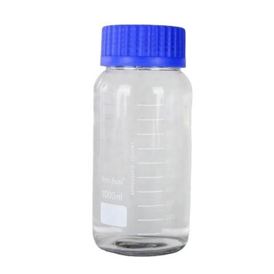 China Eco-friendly Recyclable 1000ml Borosilicate 3.3 Glass Reagent Bottles Say Wide Reagent Glass Lipstick Bottle With Blue Screw Lid GL 70 GL 80 for sale