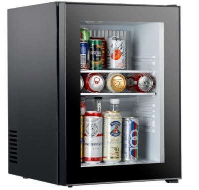 China 40l Door Mini Fridge Drink Absorption Portable Cold Display Cooler Mini Glass Door Bar Hotel Fridge for sale