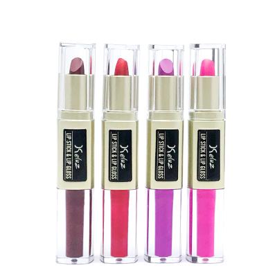 China Waterproof 2021 New Matte Lipstick Beauty Lipstick Tube Cosmetics With Lip Gloss Below 2 in1 Mette Lipstick for sale