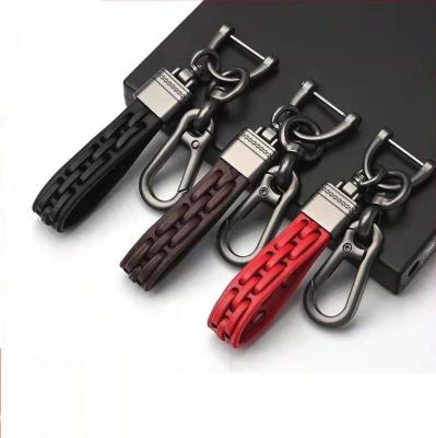 China Luxury Car Key Chain Logo Leather Key Chain Custom Metal Leather Rope Promotion Gift Waist Hanging Multifunctional Anti-lost Key Chain for sale